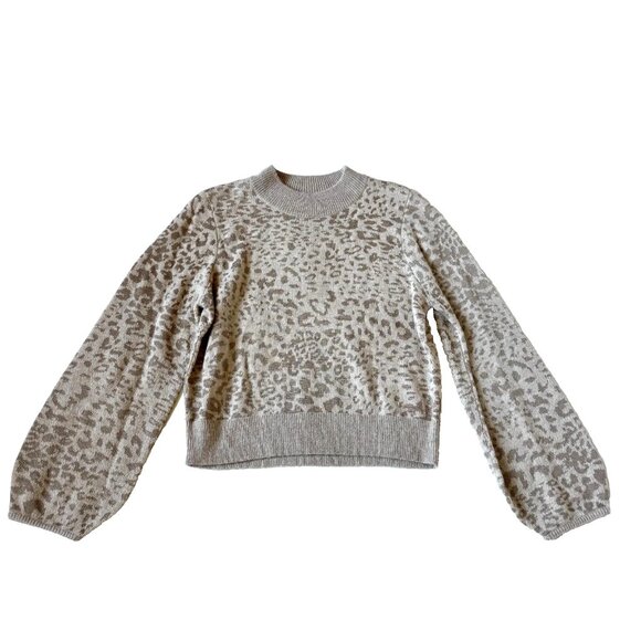 Veronica Beard Womens XL Tilda Neutral Leopard Print Sweater Merino Wool Alpaca - Picture 2 of 7